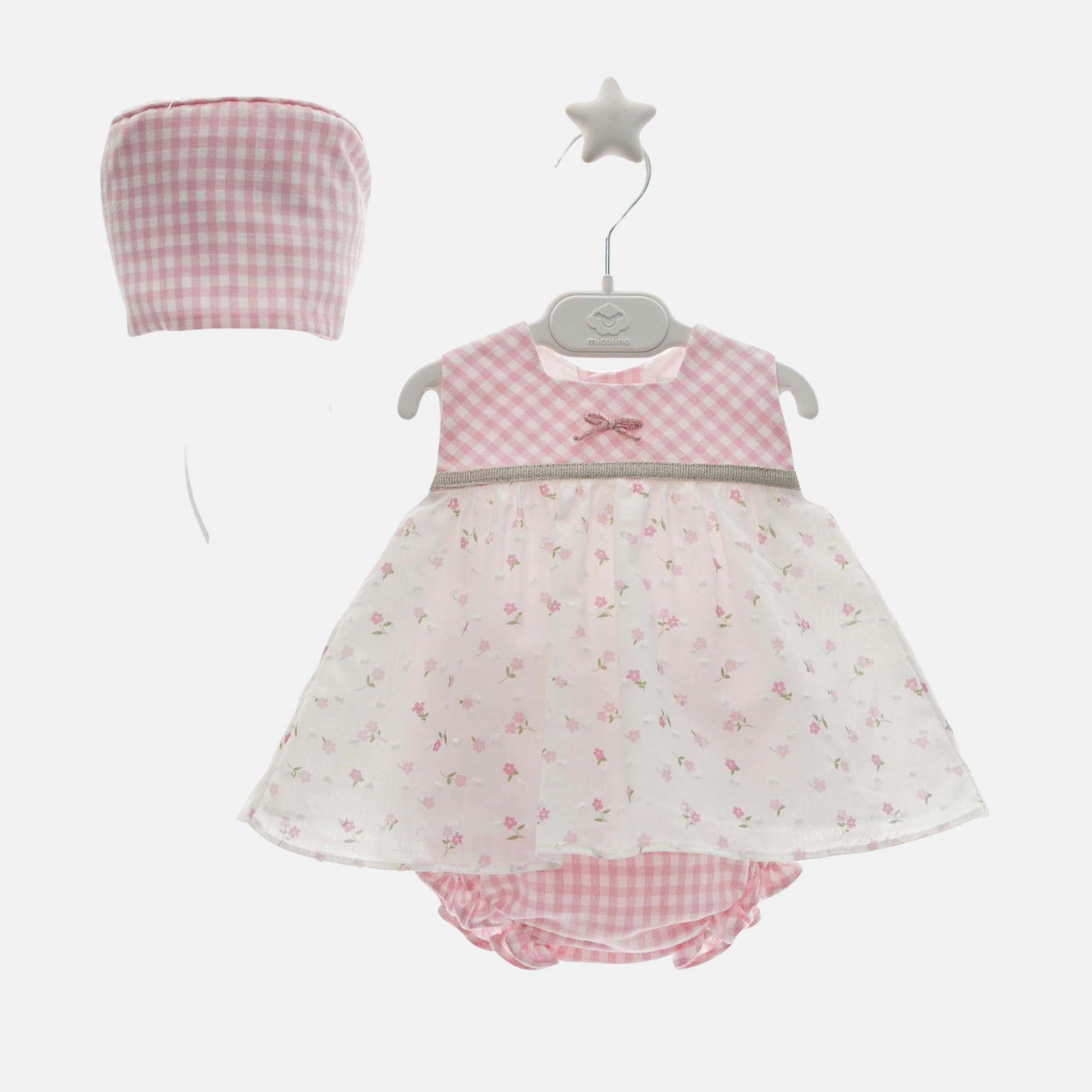 Vestido vichy con braguita y capota