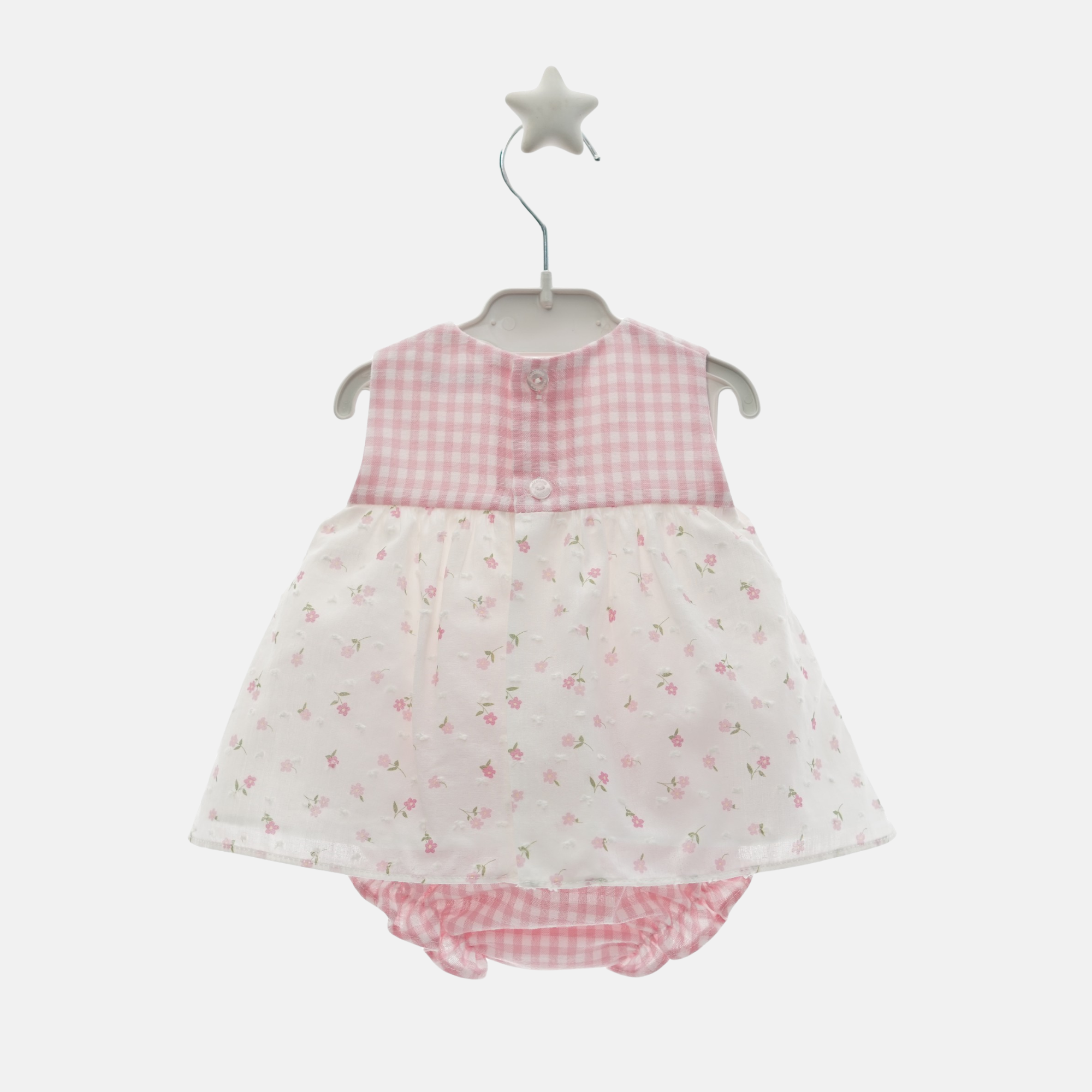 Vestido vichy con braguita y capota