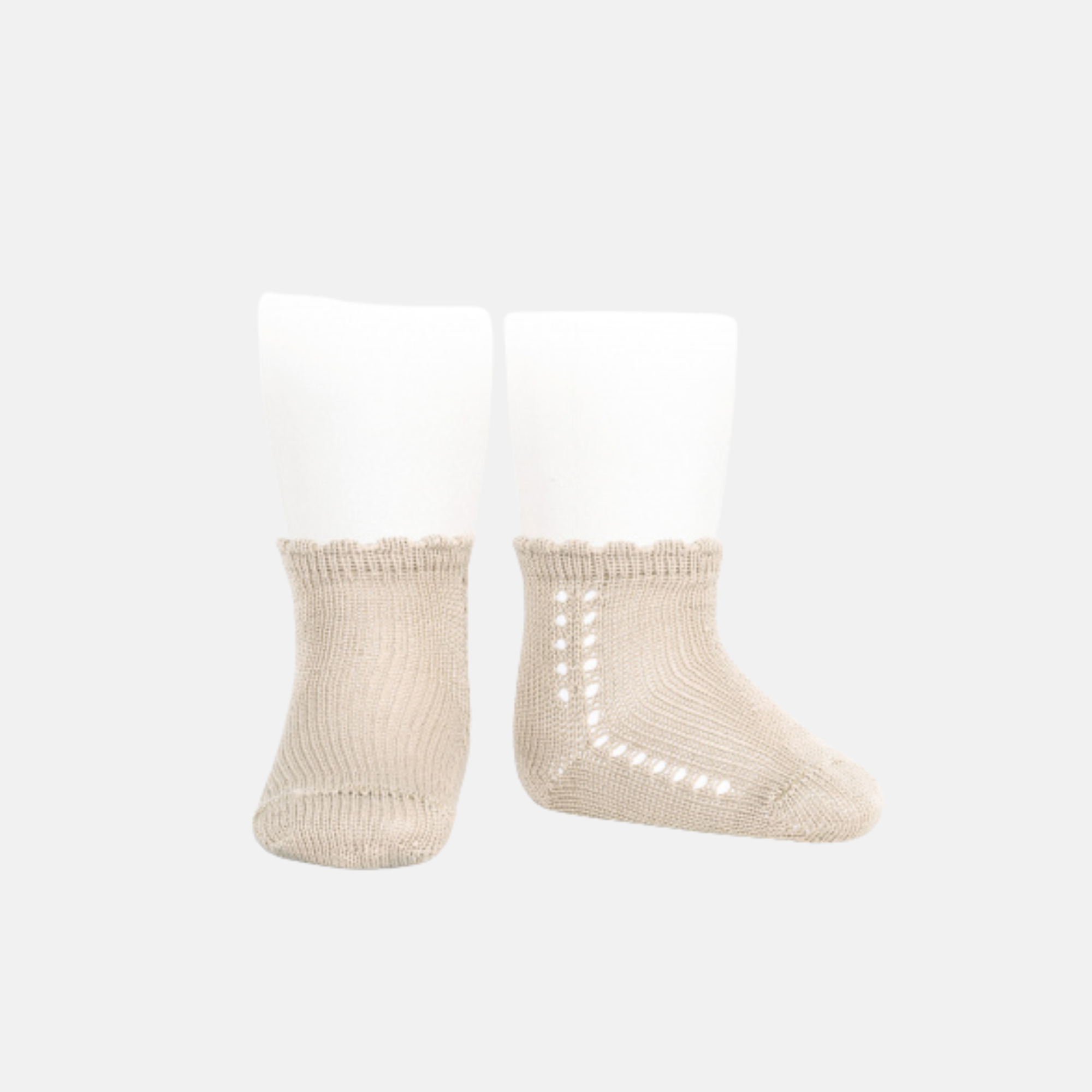 Calcetines cortos lino con calado lateral perlé 304