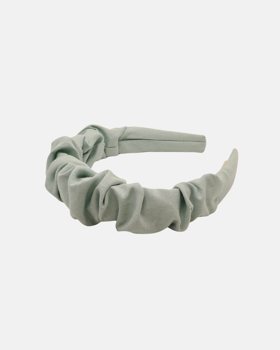 Gathered linen headband