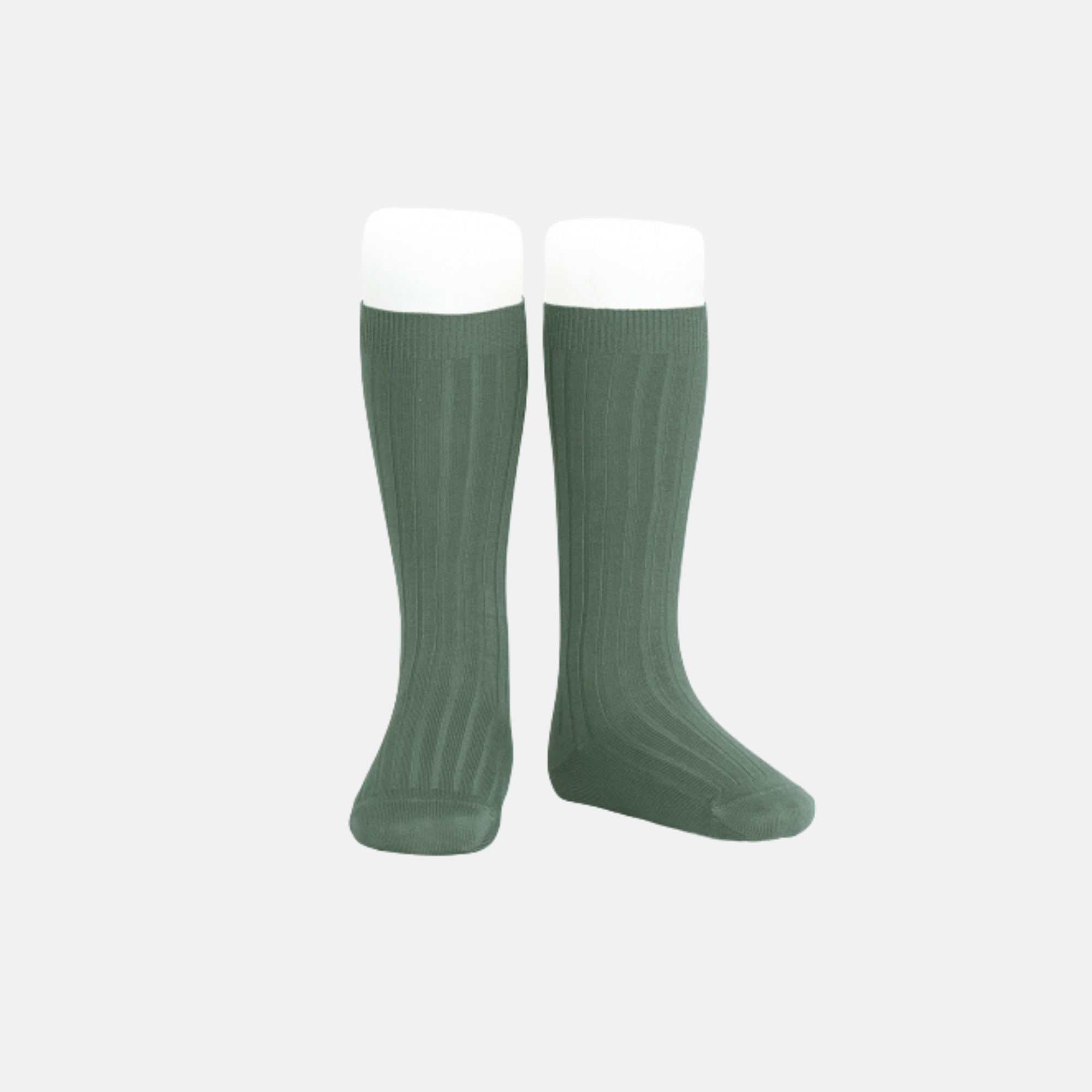 Calcetines largos canalé verde liquen 761
