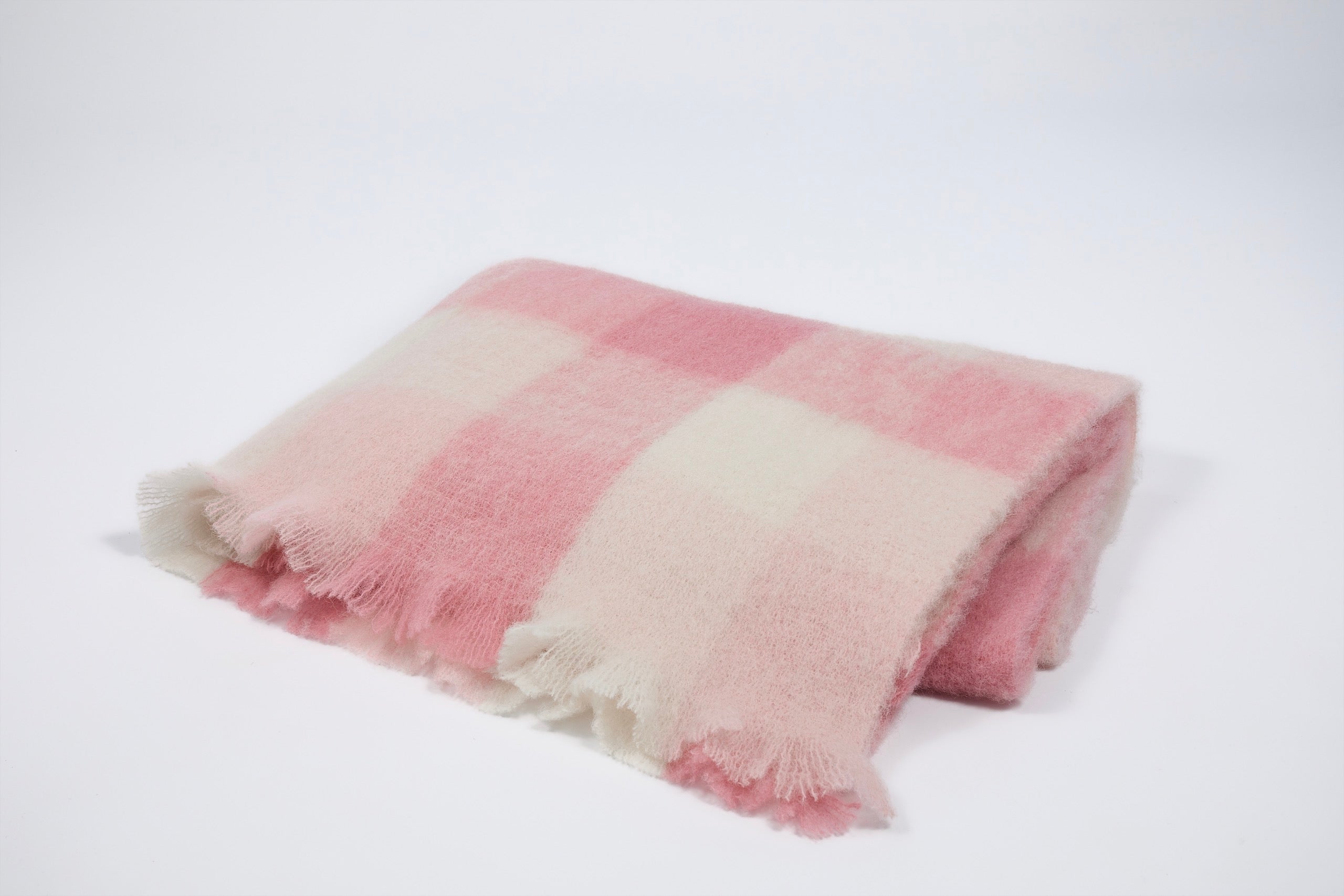 Pink Plaid Wool Baby Blanket