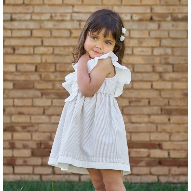 Beige Striped Dress