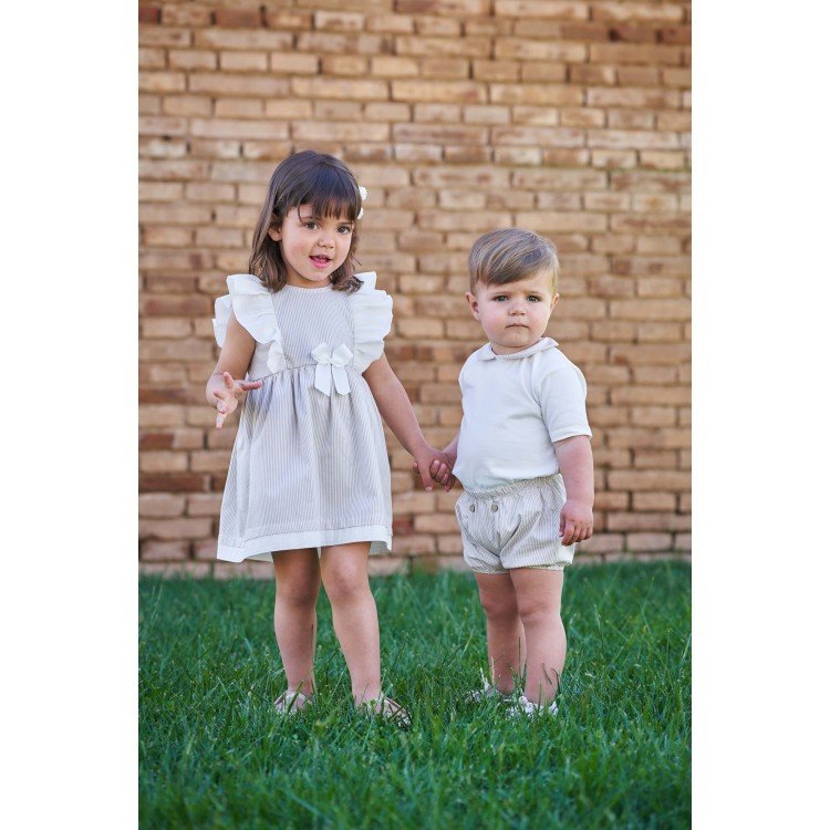Beige Striped Dress
