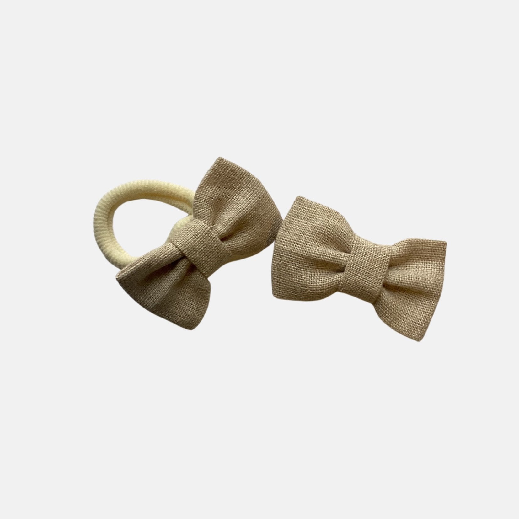 Linen hair tie and bow clip