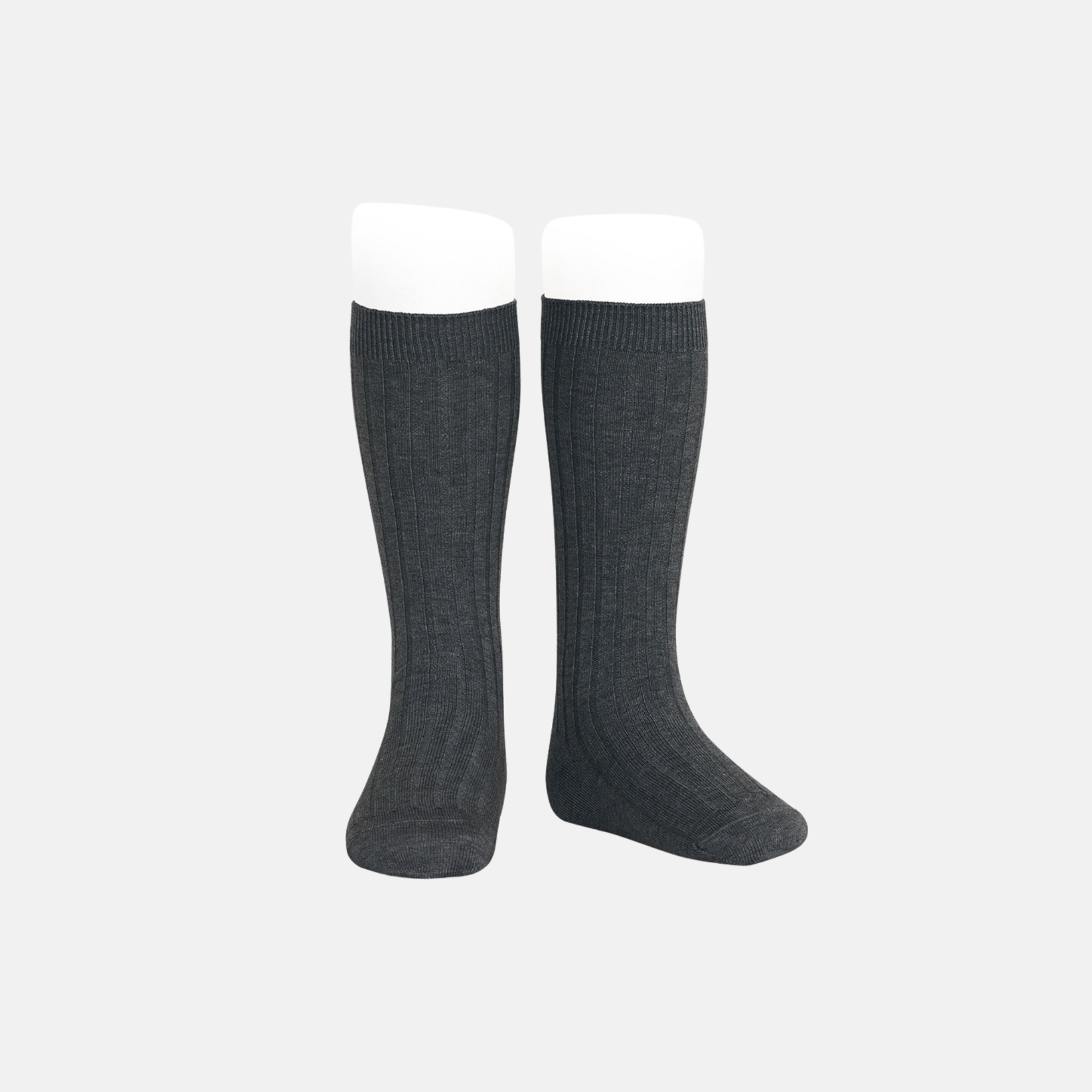 Calcetines largos canalé gris antracita 290