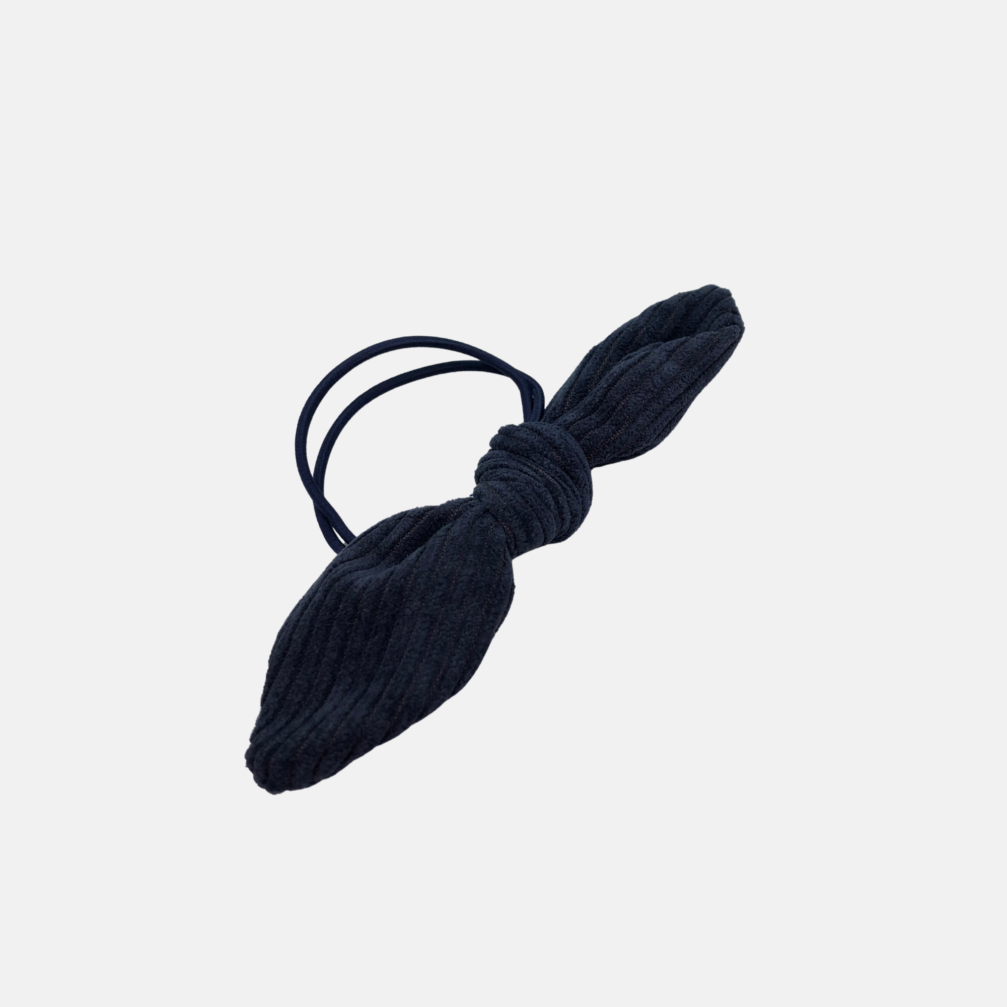 Corduroy bow rubber hair tie