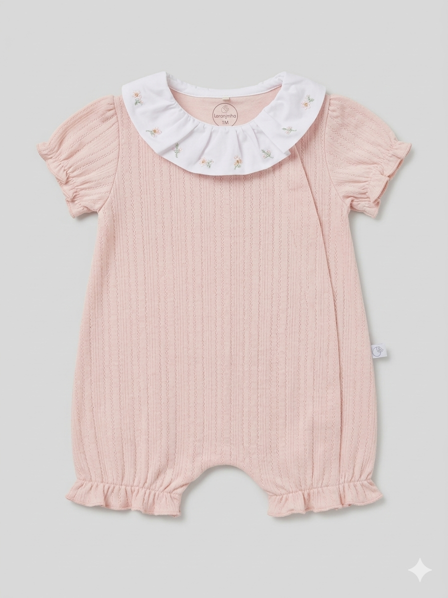 Ranita Rosa cuello bordado