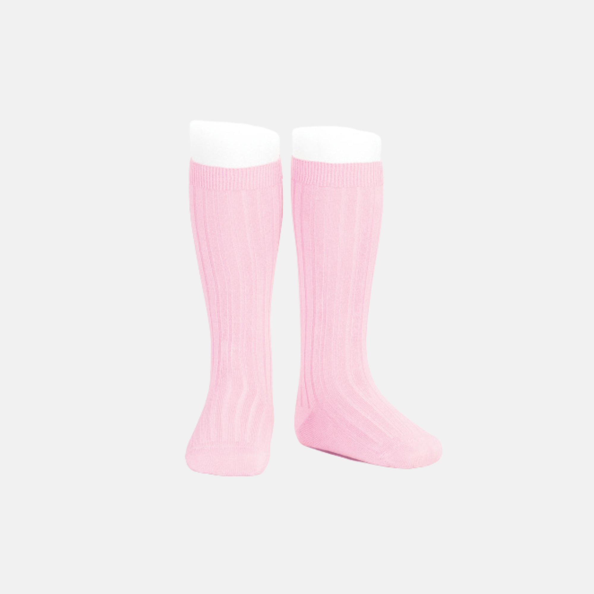Calcetines largos canalé rosa bebé 500