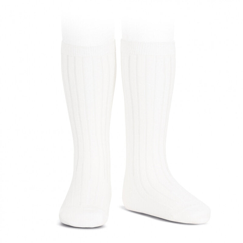 Calcetines Largos Canalé Blanco 200