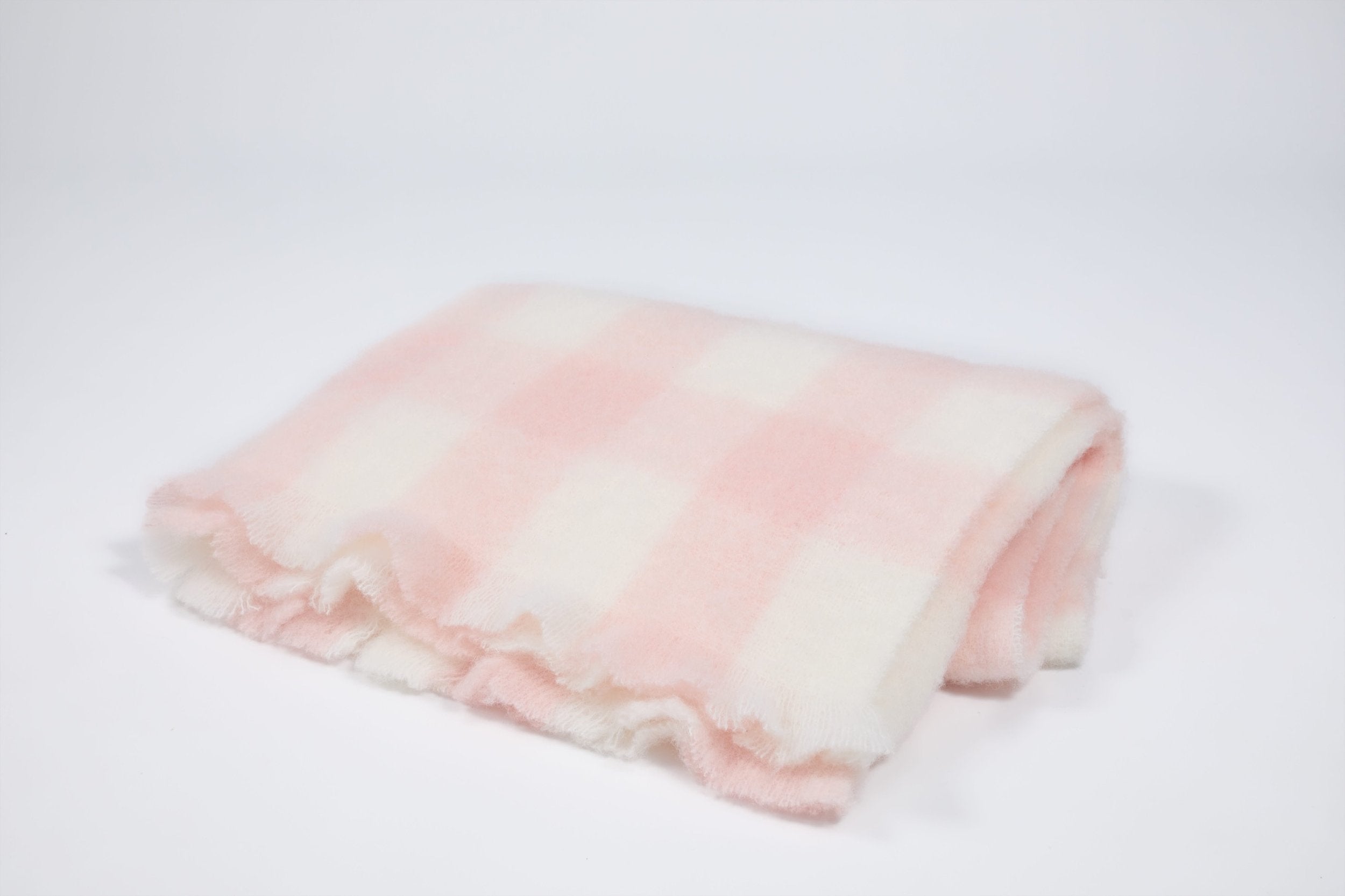 Pink Plaid Wool Baby Blanket